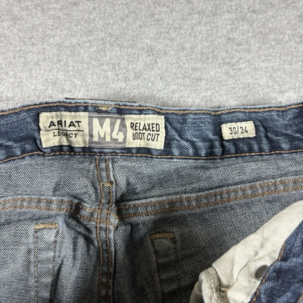 Ariat M4 Legacy Mens 30x34 Blue Relaxed Boot Cut Denim Jeans Western Workwear